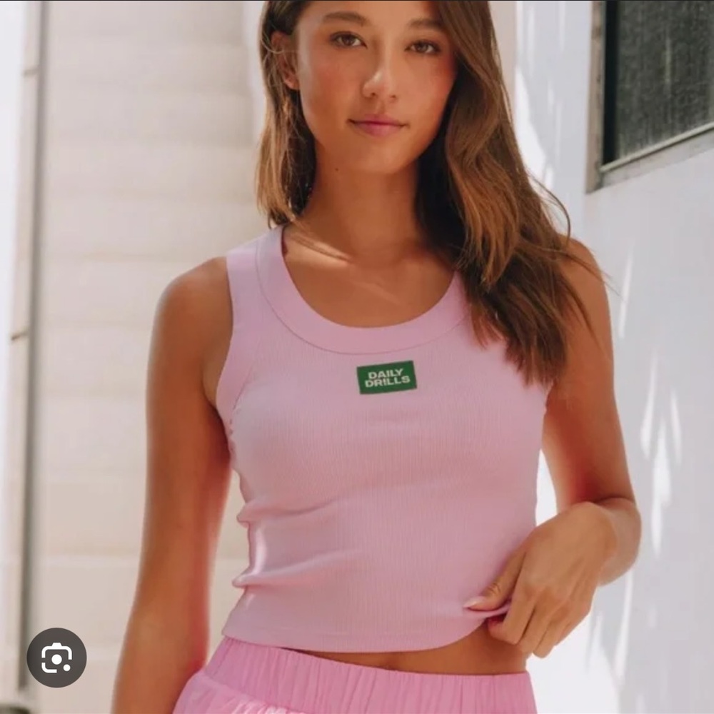 Daily Drills Pink Ribbed Tank - size M/L